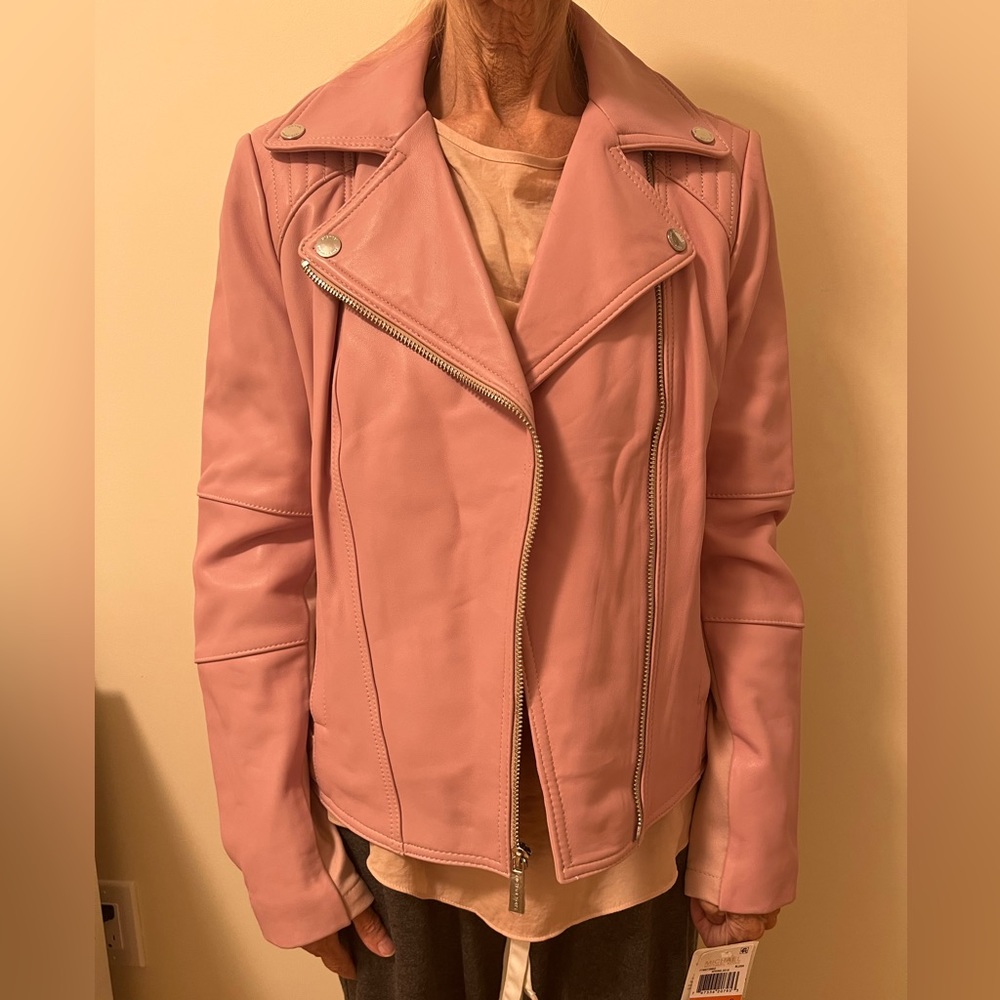 Spring 2019 Michael by Michael Kors Pink Leather Jacket NWT